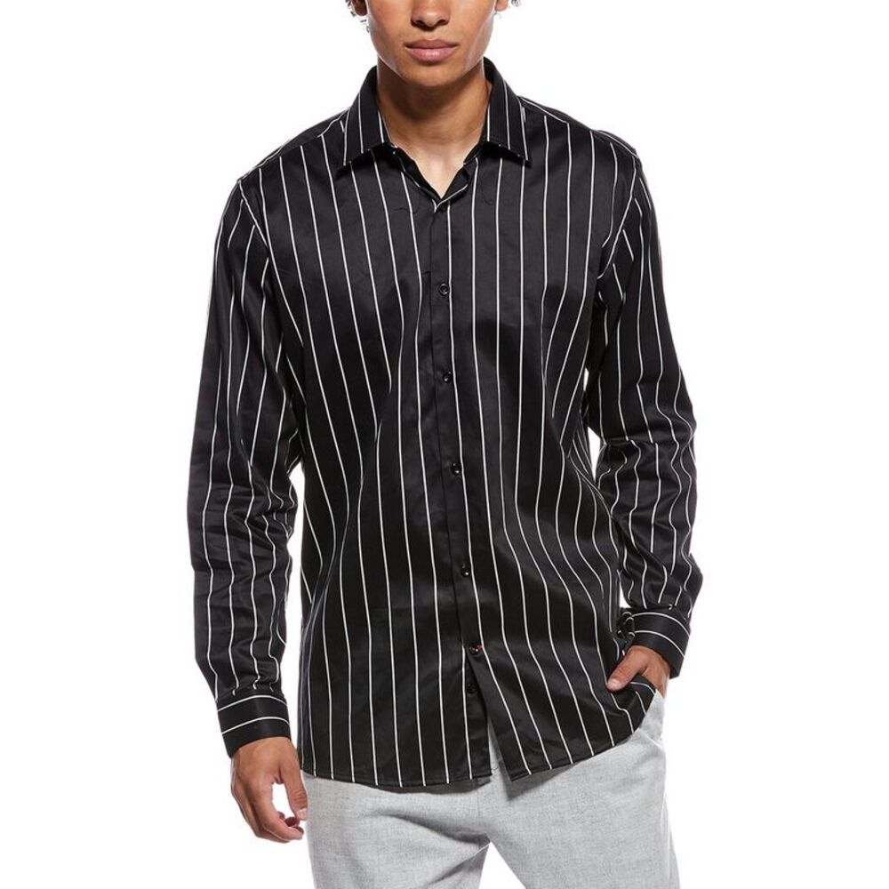 Tahari Mens  Modern Fit Dress Shirt, Black